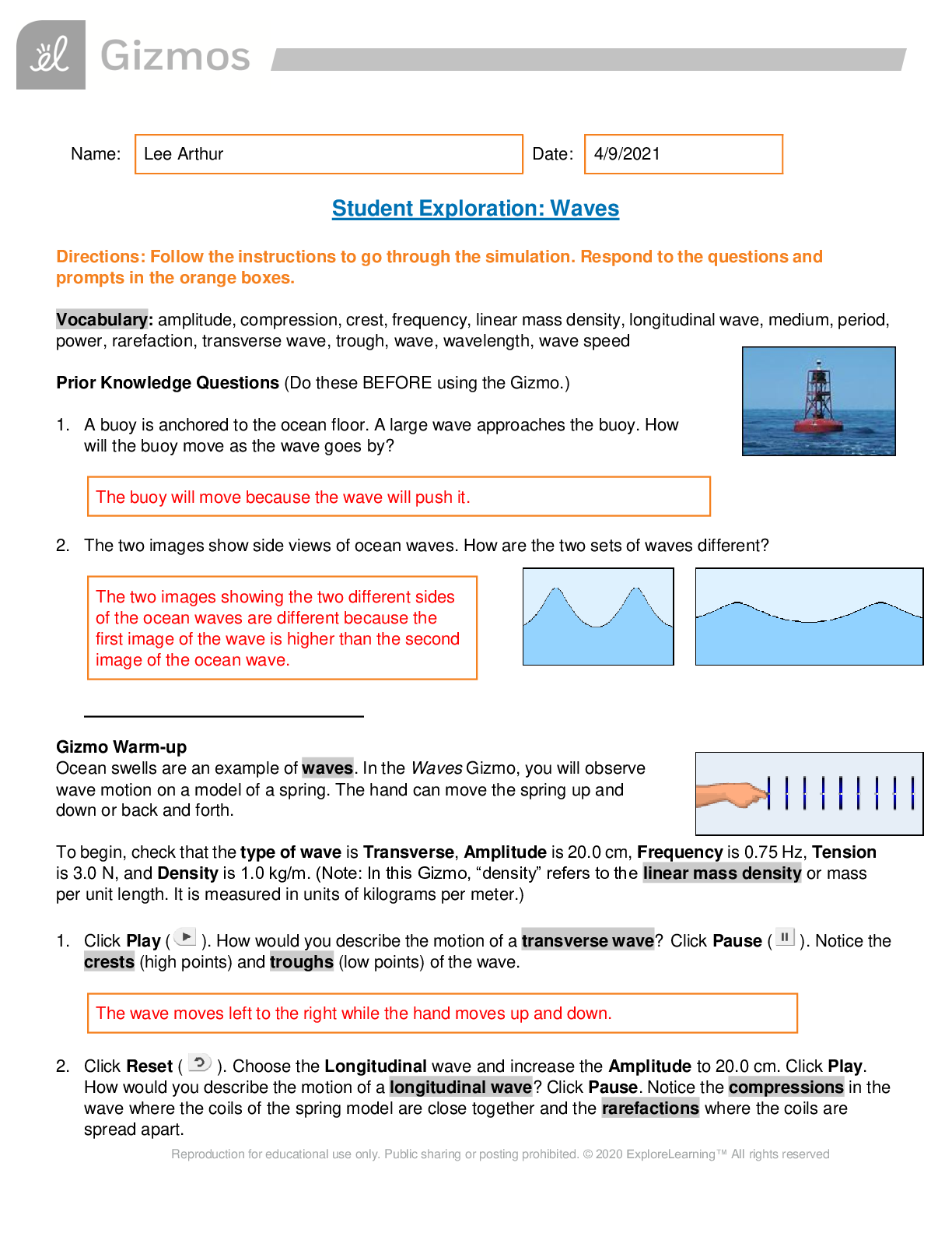 student-exploration-waves-gizmo-answers-semanario-worksheet-for-student